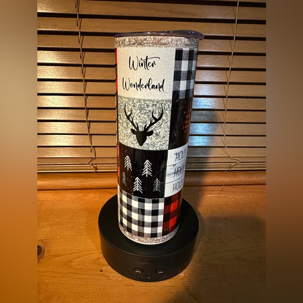 Buffalo Plaid Holiday Tumbler | Red & Black Plaid Winter Drink Cup